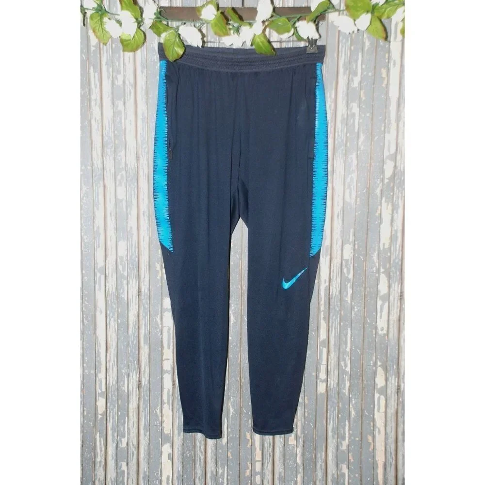 Nike Dri-Fit Ladies Blue Leggings Size S Stretch Zipper Pockets Activewear Gym